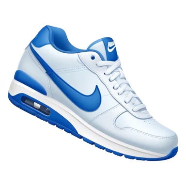 blue Nike shoe with white swoosh sticker