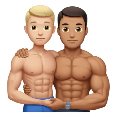 Man with big muscles holding a really skinny man  sticker