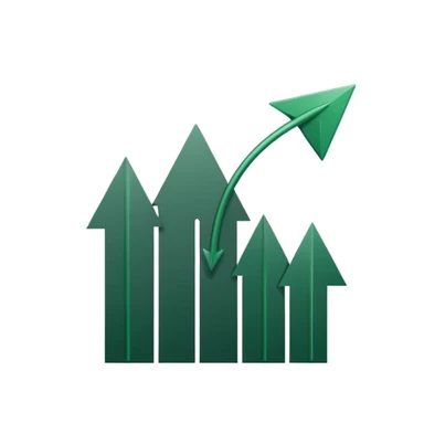 white chart with dark green ascending arrow, modern minimalism sticker