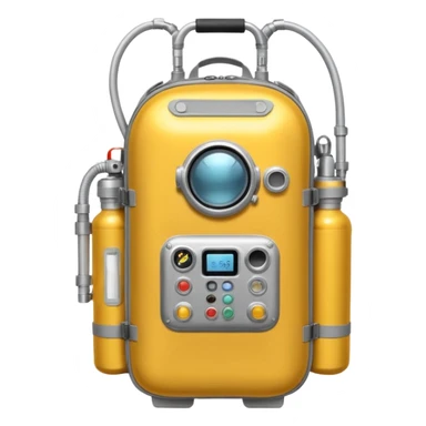 astronaut life support backpack with oxygen tanks and tubes, metallic silver equipment emoji style sticker