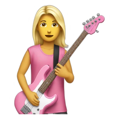 long-blond-bassguitar-player-pink-clothes-pink sticker
