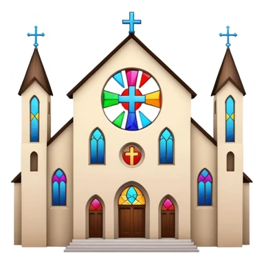 Catholic church with cross and colourful glass windows sticker