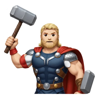 Thor raising up hammer looking proud  sticker