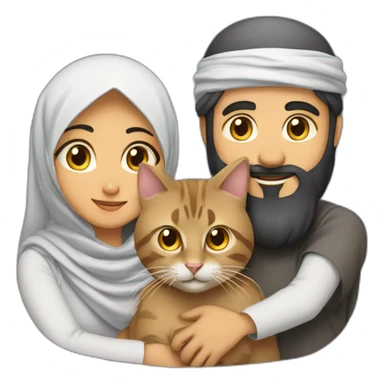 A muslim coupe with a arabic man and a hijabi arab girl with a cat in their arms sticker