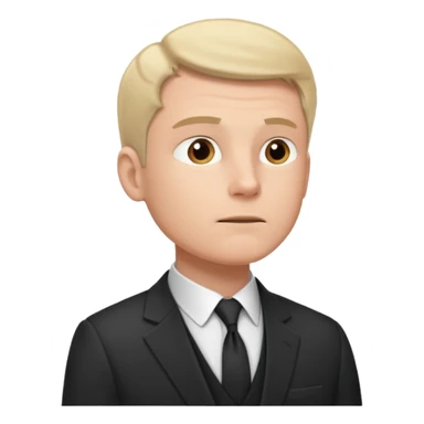 white man in formal suit thinking hard, looking up to left sticker