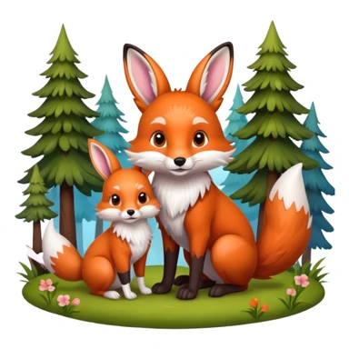 fox and rabbit sticker