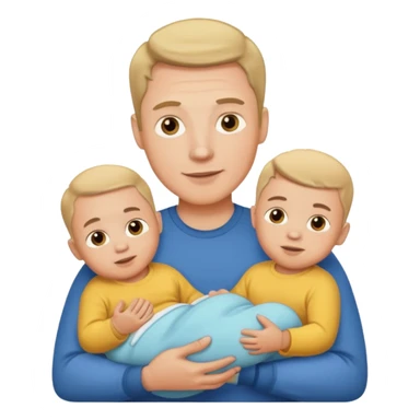 white man with three babies sticker