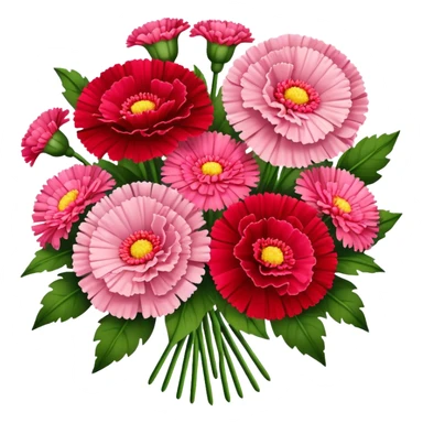 red Pink carnations and gerbers bouquet sticker