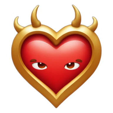Red heart frame with gold horns sticker
