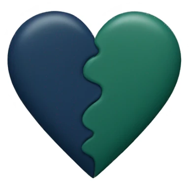 Half dark green and half navy blue heart  matte sticker