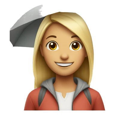 smiling girl with umbrella sticker