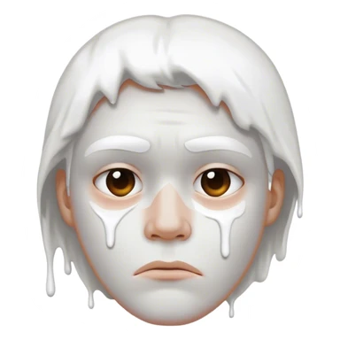 sad frowning face covered in white paint  sticker