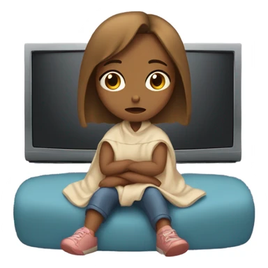 Girl watching Netflix sad sticker