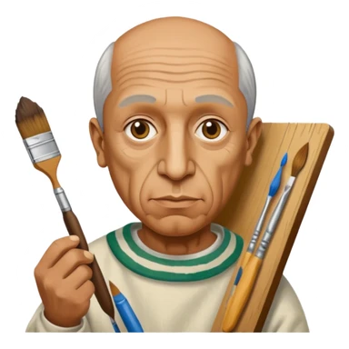 pablo picasso is painting on canvas sticker