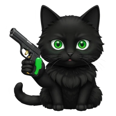 black cat pointing a gun at the screen sticker