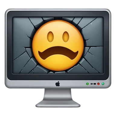 Broken computer monitor with no face  sticker