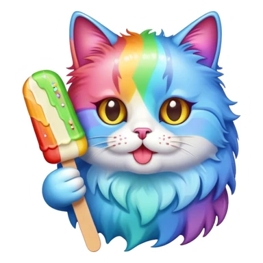 rainbow cat eating a popsicle sticker