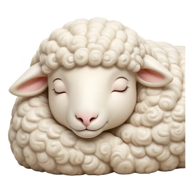 Meme-Worthy Cute Sleeping Sheep Portrait Emoji, Head resting peacefully with a contented smile, showcasing a robust build and a luxuriously soft white fleece, eyes shut in a serene, restful nap, Simplified yet hilariously adorable features, highly detailed, glowing with a soft, drowsy light, high shine, relaxed and utterly lovable, stylized with an air of playful laziness, bright and heartwarming, soft glowing outline, capturing the essence of a comically sleepy sheep, so meme-worthy it feels like it could instantly become the next viral sensation of adorable slumber! sticker