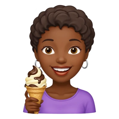 black woman eats ice cream  sticker