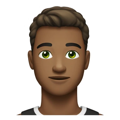 21 year old man, short straight hair, brown color, green eyes, athletic body, dressed in a black T-shirt. sticker