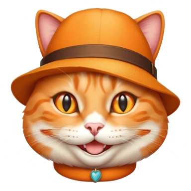 elegant orange cat with hat smiling sticker