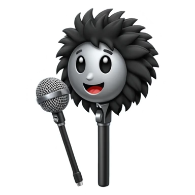 boom fluffy microphone with stick sticker