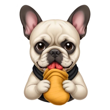 Black and white Bouledogue français eating a sock  sticker
