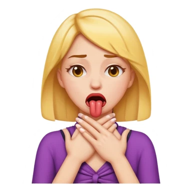 criss cross hands around throat choking self woman emoji tongue out  sticker