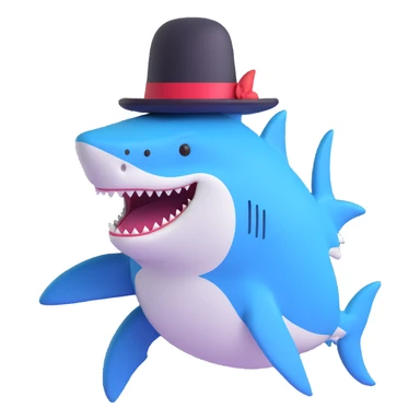 shark wearing a top hat sticker