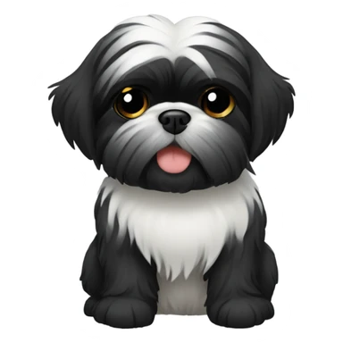Black shih tzu hugging emoji like “🤗” sticker