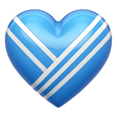 Glossy blue heart with straight athletic stripes going down the side sticker