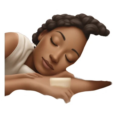 pretty light skinned brunette girl sleeping with cream coloured moisturiser on her face soft textures sticker