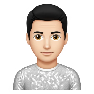 Danny Wood from NKOTB with black hair, white sequin outfit sticker