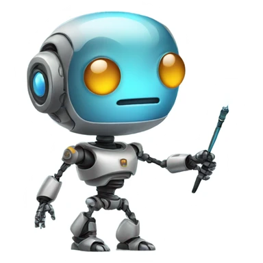 cute robot holds a magic wand sticker