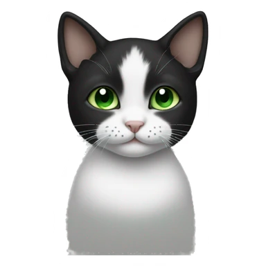 Baby black and white cat with half a mustache and green eyes sticker