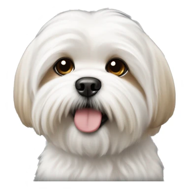White fluffy fluffy dog with light brown spot Maltese shih tzu sticker