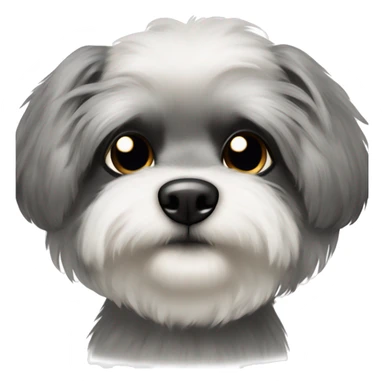 White shitzu with black eyes crossbreed with gray spitz with black ears and with gray higlights in them black nouse and black whiskers and black eyes sticker