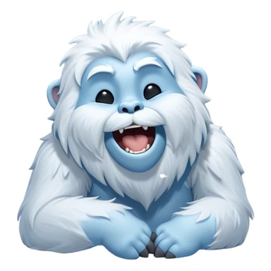 Cinematic Cute Yawning Yeti Portrait Emoji, with a charming, fluffy, snow-dusted figure in gentle whites and cool blues, head tilting back in a wide, endearing yawn with softly closed, peaceful eyes and a content little smile, simplified yet irresistibly adorable, highly detailed with a soft, frosty glow and outline capturing the serene slumber of a yeti! sticker