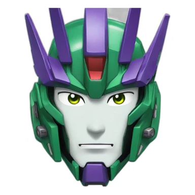 purple and green freedom gundam mecha face sticker