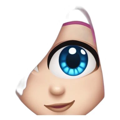 a cute catgirl with blue eyes and long hair.the hair is splitting in the middle hair on the left side is blue and went into pink. hair on the right side is pink and went into blue sticker