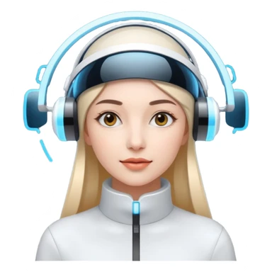 An old-fashioned royal portrait but with a sci-fi twist - the beautiful female is wearing high-tech headgear with glowing screens floating around them. sticker