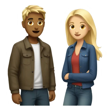 a couple of two young people : a nepali (the men) and a french girl (blonde) sticker