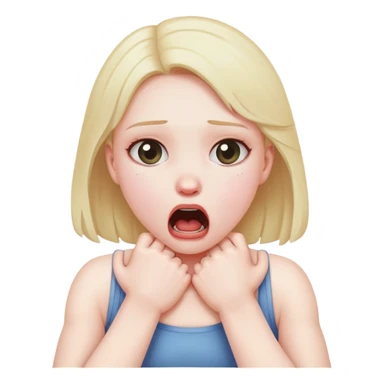 a girl choking her self with both arms sticker