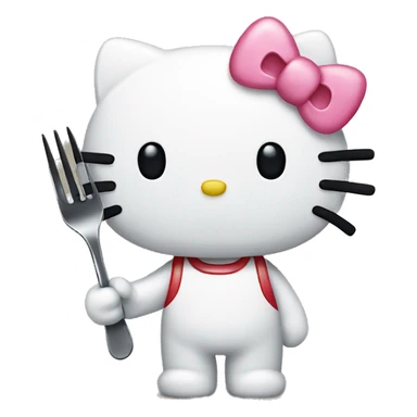 Hello kitty holding a fork sticker