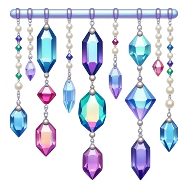 Iridescent big giant glistening glossy sparkly shiny glittery hanging crystals pearls and beads and gemstones decorations sticker