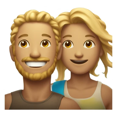 smiling duo under the sun sticker