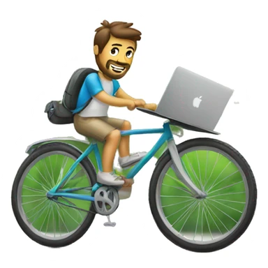 Hombre en bicicleta con macbook sticker