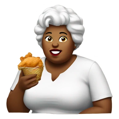 fat lady eating chicken of kfc sticker