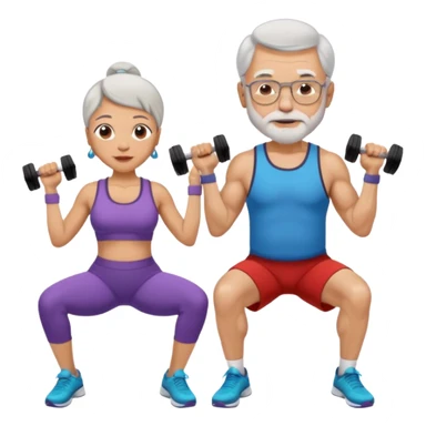 light skin grandma and grandpa work out at the gym sticker