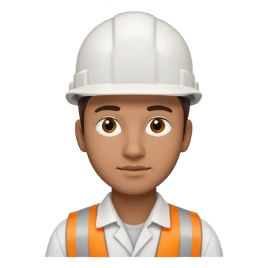 25-year-old man, engineering graduate, dark brown eyes, white hard hat, and light brown skin tone sticker